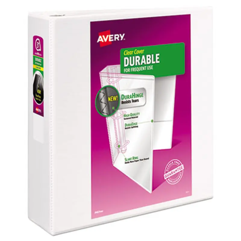 Durable View Binder with DuraHinge and Slant Rings, 3 Rings, 3" Capacity, 11 x 8.5, White - Binders | Avery