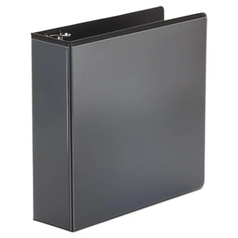 Economy Round Ring View Binder, 3 Rings, 3" Capacity, 11 x 8.5, Black - Binders | Universal