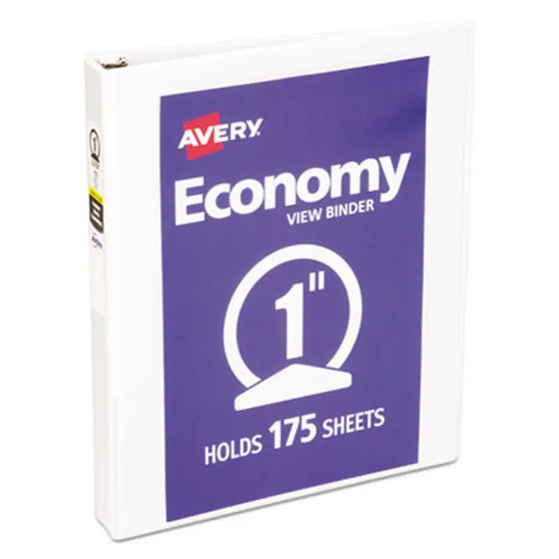 Economy View Binder with Round Rings , 3 Rings, 1" Capacity, 11 x 8.5, White, (5711) - Binders | Avery