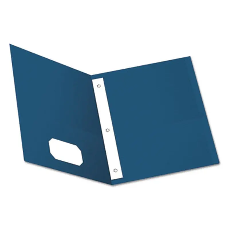 Twin-Pocket Folders with 3 Fasteners, 0.5" Capacity, 11 x 8.5, Blue, 25/Box - Pocket Folders | Oxford