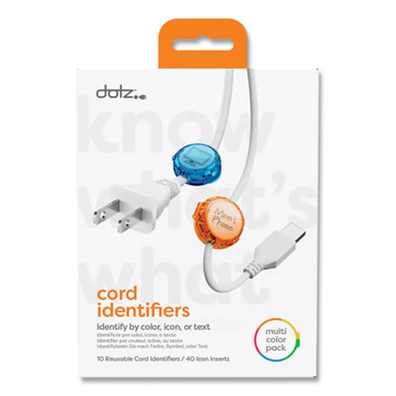 Cord ID, (10) Multi-Colored Identifiers, (40) Punch Out Icons - Cable Management | dotz
