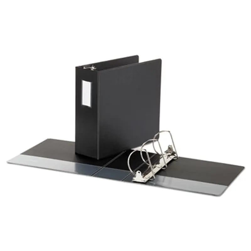 Deluxe Non-View D-Ring Binder with Label Holder, 3 Rings, 4" Capacity, 11 x 8.5, Black - Binders | Universal