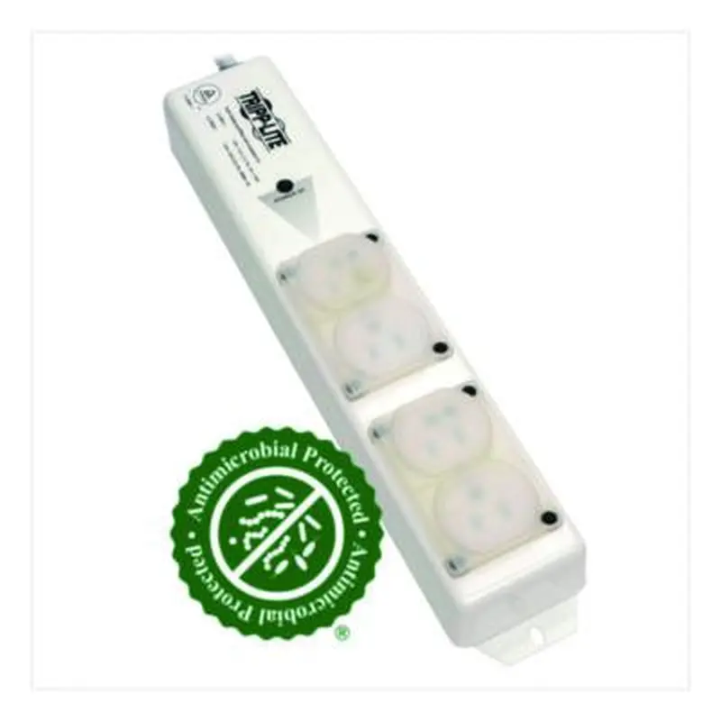 Medical-Grade Surge Protector with Antimicrobial Protection for Patient-Care Vicinity, 4 Outlets, 15 ft Cord, 1,410 J, White - Surge Protectors | Tripp Lite by Eaton