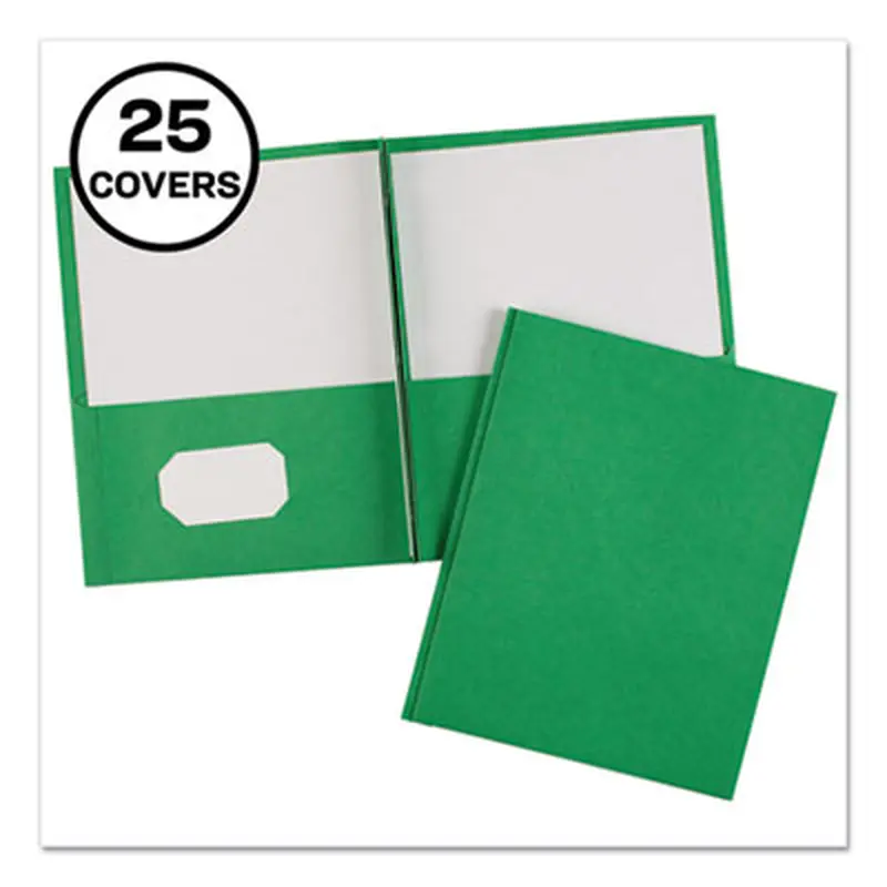 Two-Pocket Folder, Prong Fastener, 0.5" Capacity, 11 x 8.5, Green, 25/Box - Pocket Folders | Avery