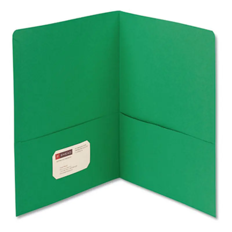 Two-Pocket Folder, Textured Paper, 100-Sheet Capacity, 11 x 8.5, Green, 25/Box - Pocket Folders | Smead