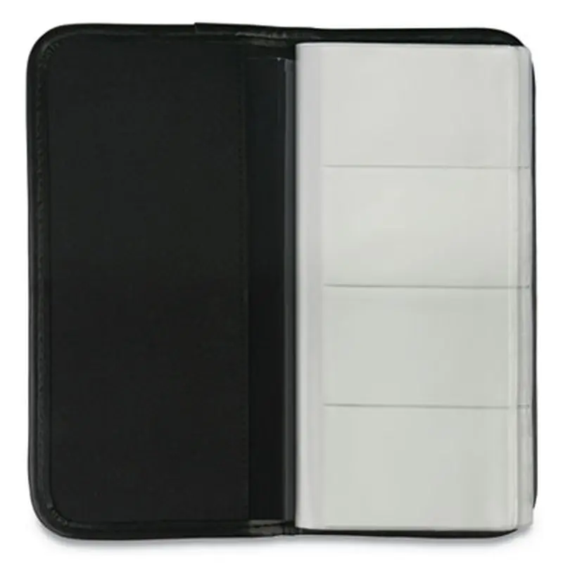 Business Card Holder, Holds 160 3.5 x 2 Cards, 4.75 x 10.13, Vinyl, Black - Card Holders | Universal