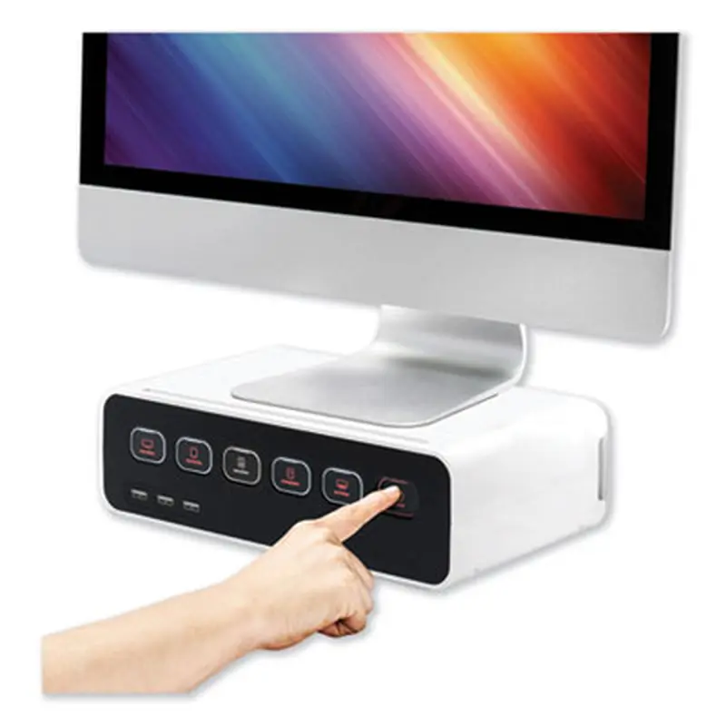 Cable Management Power Hub and Stand with USB Charging Ports, 5 Outlets, 3 USB, 6.5 ft Cord, White - Power Strips | Kantek