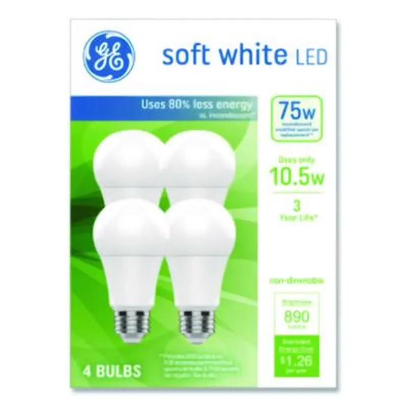 Classic LED SW Non-Dim A19 Light Bulb, 10.5 W, Soft White, 4/Pack - Light Bulbs | GE