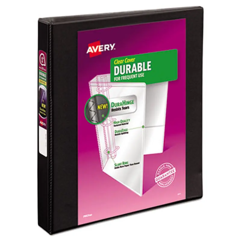 Durable View Binder with DuraHinge and Slant Rings, 3 Rings, 1" Capacity, 11 x 8.5, Black - Binders | Avery