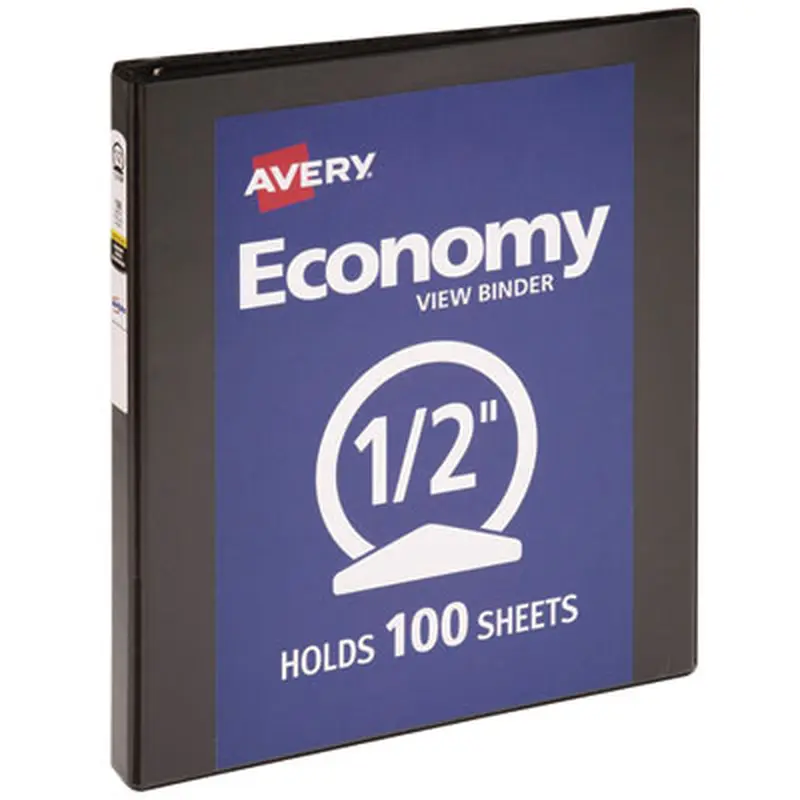 Economy View Binder with Round Rings , 3 Rings, 0.5" Capacity, 11 x 8.5, Black, (5705) - Binders | Avery