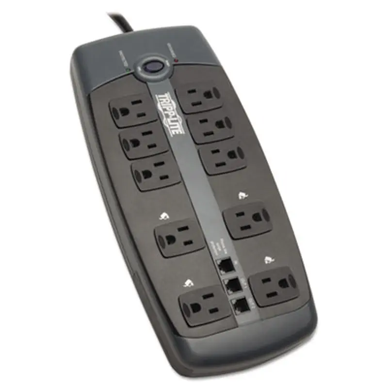 Protect It! Surge Protector, 10 AC Outlets, 8 ft Cord, 2,395 J, Black - Surge Protectors | Tripp Lite by Eaton