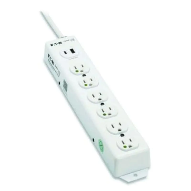 Safe-IT Medical-Grade Power Strip with Antimicrobial Protection, 6 Hospital-Grade Outlets, USB Charging, 2 ft Cord, White - Power Strips | Tripp Lite by Eaton