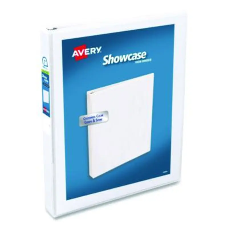 Showcase Economy View Binders with Slant Rings, 3 Rings, 1" Capacity, 11 x 8.5, White - Binders | Avery