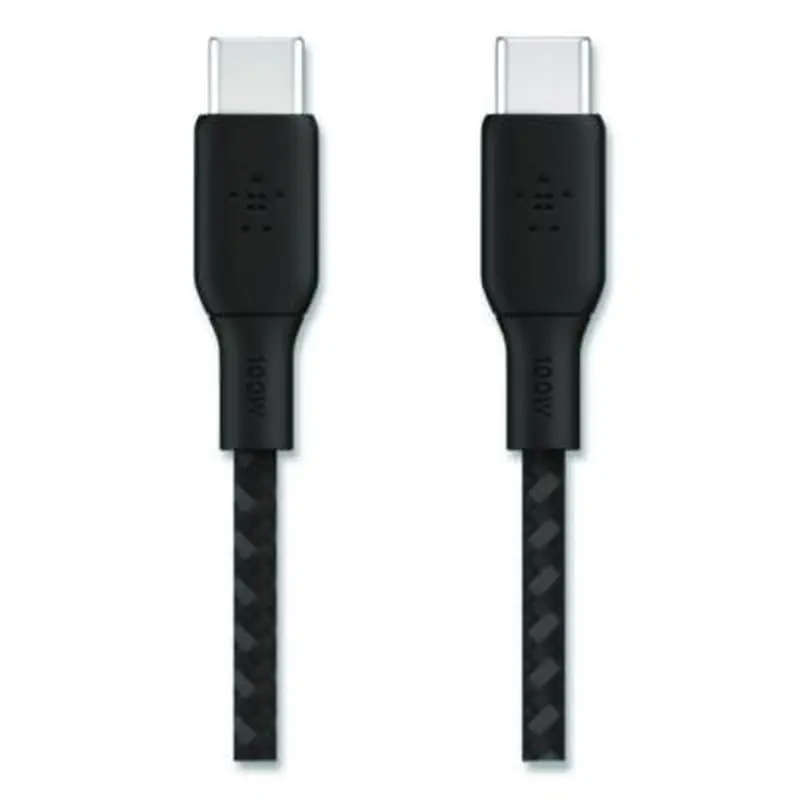 BOOST CHARGE Braided USB-C to USB-C Cable, 100 W Power Delivery, 6.6 ft, Black - Adapters/Chargers | Belkin
