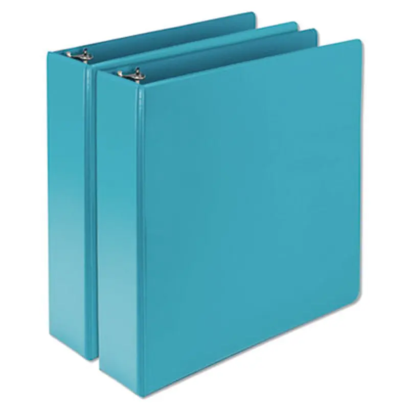 Earth's Choice Plant-Based Durable Fashion View Binder, 3 Rings, 2" Capacity, 11 x 8.5, Turquoise, 2/Pack - Binders | Samsill