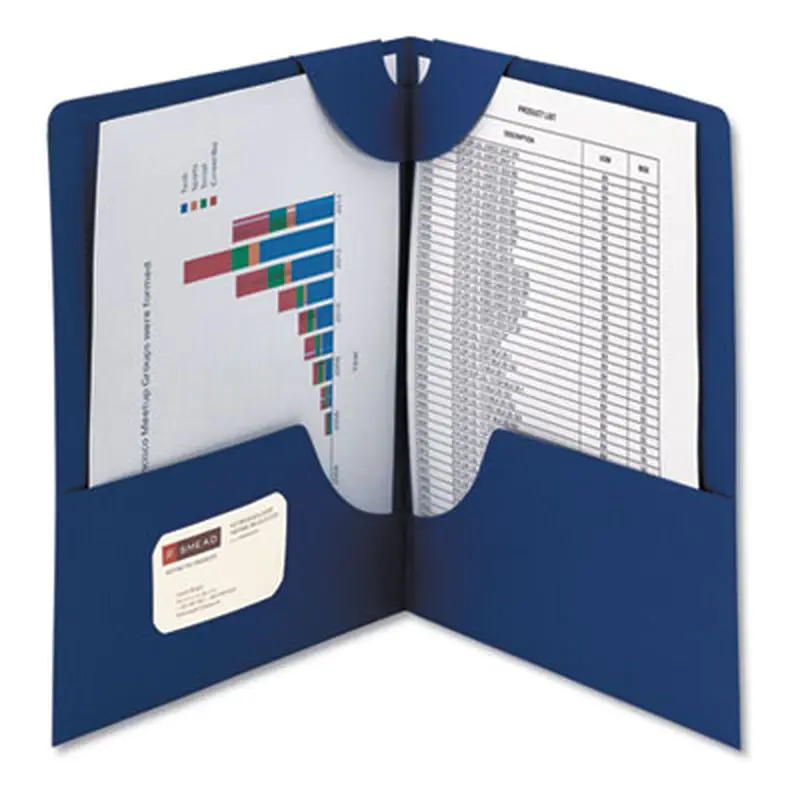 Lockit Two-Pocket Folder, Textured Paper, 100-Sheet Capacity, 11 x 8.5, Dark Blue, 25/Box - Pocket Folders | Smead