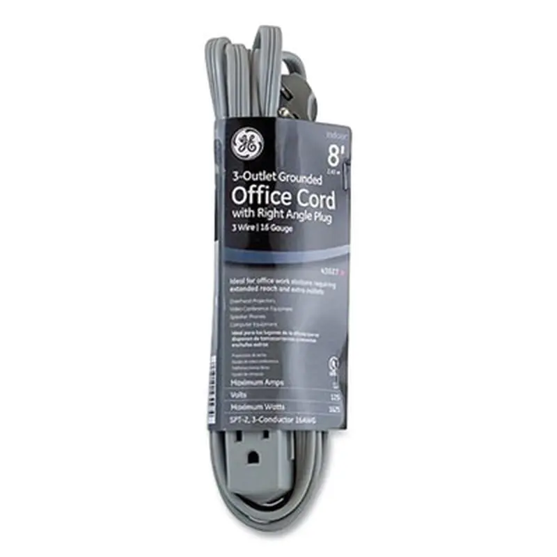 Power Strip, 3 Outlets, 8 ft Cord, Gray - Power Strips | GE