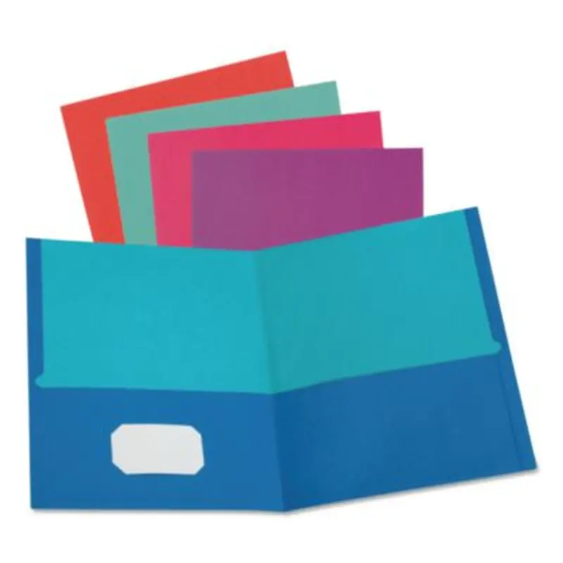 Twisted Twin Textured Pocket Folders, 100-Sheet Capacity, 11 x 8.5, Assorted Solid Colors, 10/Pack - Pocket Folders | Oxford
