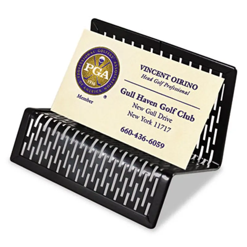 Urban Collection Punched Metal Business Card Holder, Holds 50 2 x 3.5 Cards, Perforated Steel, Black - Card Holders | Artistic