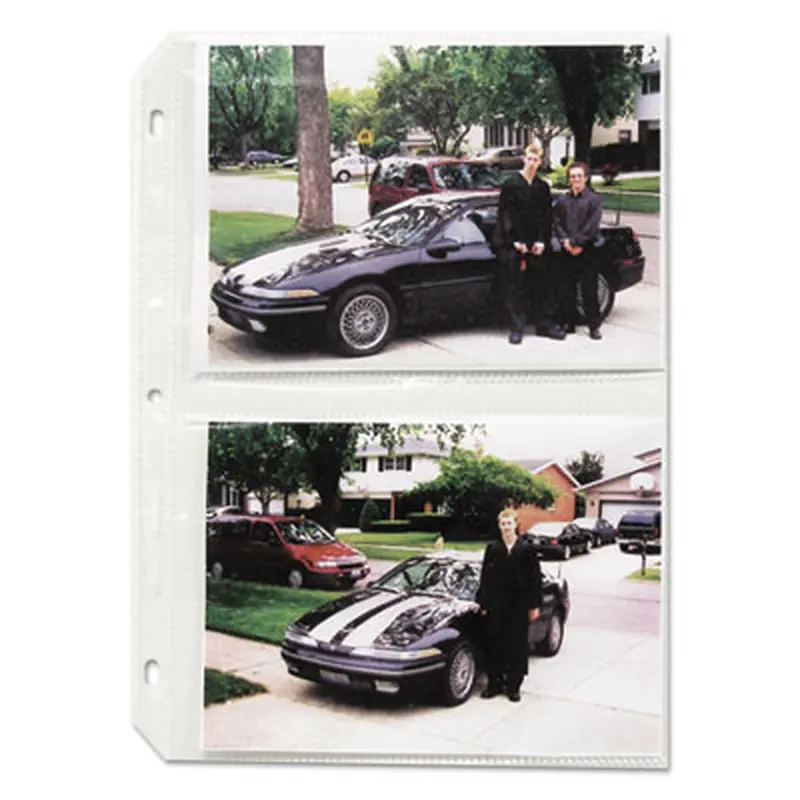 Clear Photo Pages for Four 5 x 7 Photos, 3-Hole Punched, 11.25 x 8.13, 50/Box - Photo Albums | C-Line