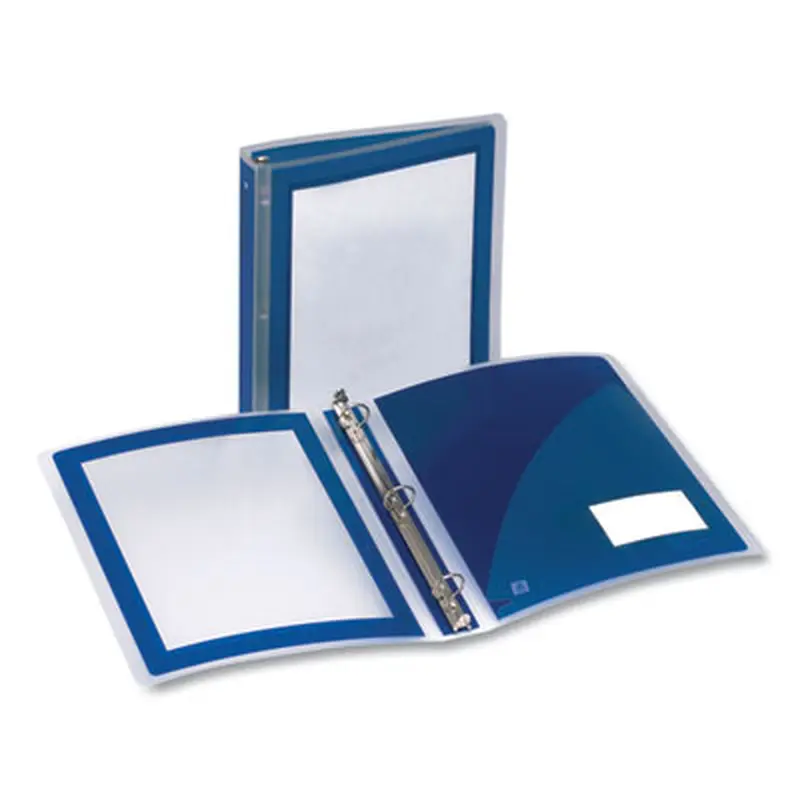Flexi-View Binder with Round Rings, 3 Rings, 1.5" Capacity, 11 x 8.5, Navy Blue - Binders | Avery