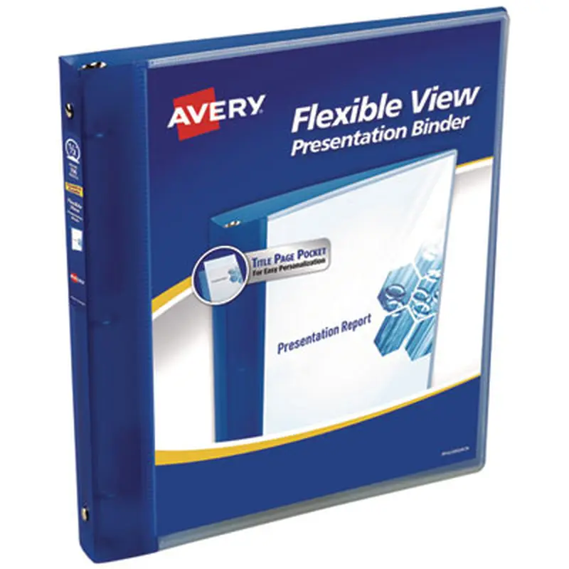 Flexible View Binder with Round Rings, 3 Rings, 0.5" Capacity, 11 x 8.5, Blue - Binders | Avery