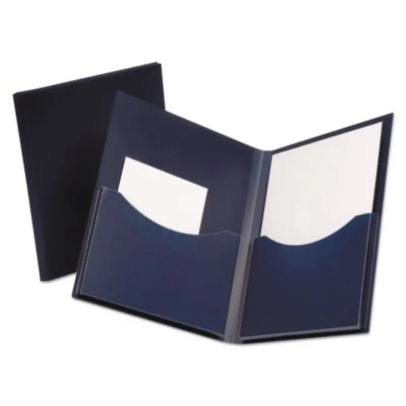 Poly Double Stuff Gusseted 2-Pocket Folder, 200-Sheet Capacity, 11 x 8.5, Navy - Pocket Folders | Oxford