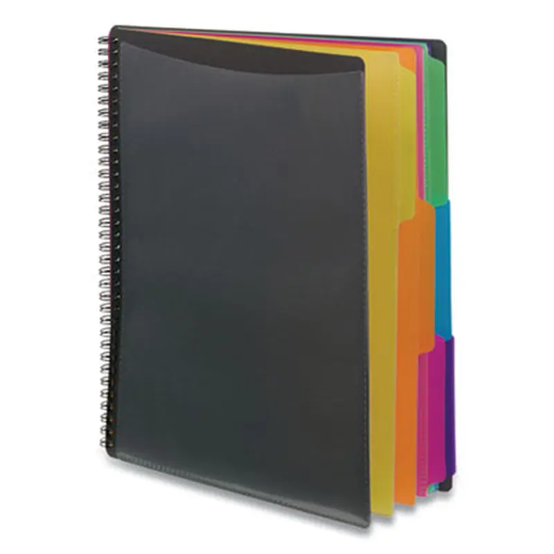 Poly Project Organizer, 12 Letter-Size Sleeves, Gray with Bright Pockets - Presentation Books | Smead