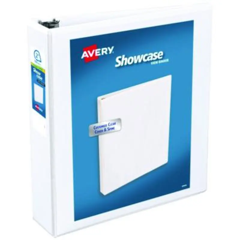 Showcase Economy View Binders with Slant Rings, 3 Rings, 2" Capacity, 11 x 8.5, White - Binders | Avery