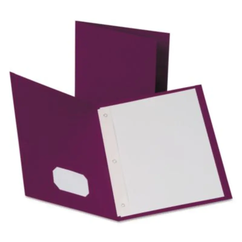 Twin-Pocket Folders with 3 Fasteners, 0.5" Capacity, 11 x 8.5, Burgundy, 25/Box - Pocket Folders | Oxford