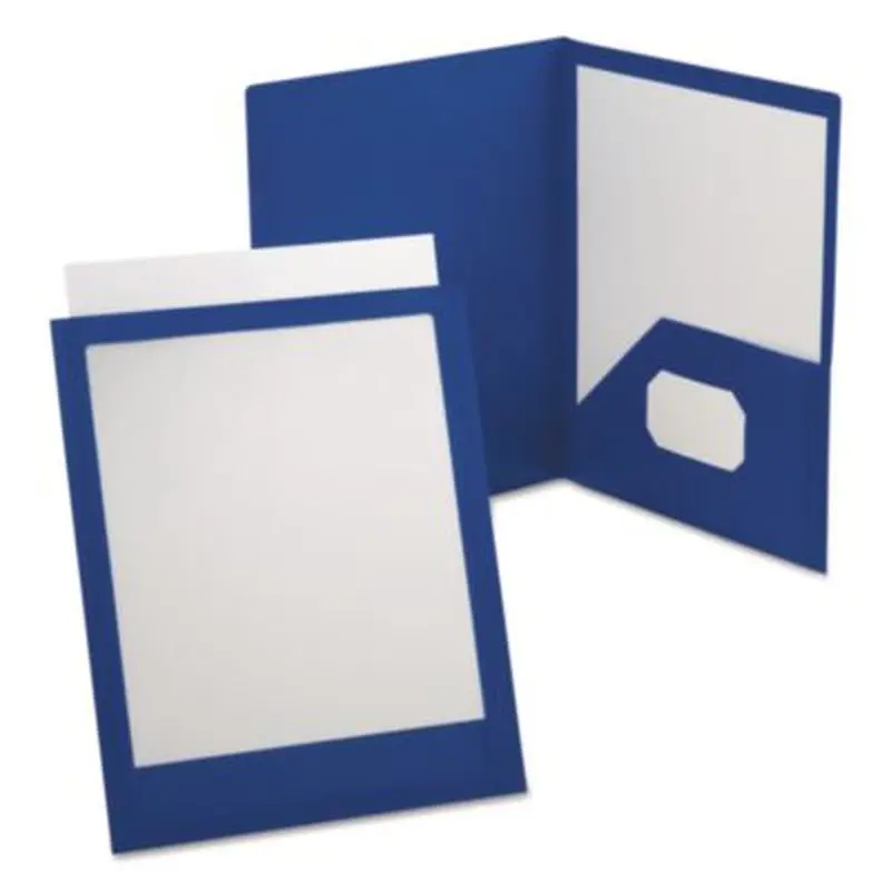 ViewFolio Polypropylene Portfolio, 100-Sheet Capacity, 11 x 8.5, Clear/Blue - Pocket Folders | Oxford