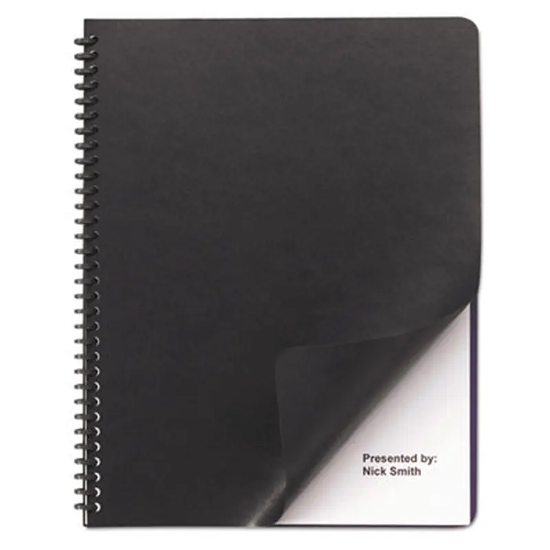 Leather-Look Presentation Covers for Binding Systems, Paper, Round Corners, 11.25 x 8.75, Black, 50 Sets/Pack - Binding Systems Covers | GBC