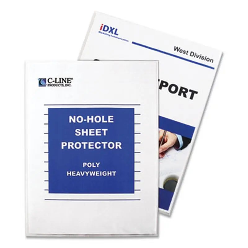 No-Hole Polypropylene Sheet Protectors, Heavy-Duty, Unpunched, Top Load 8.5 x 11 Insert, Clear Front, 25/Box - Sheet Protectors | C-Line