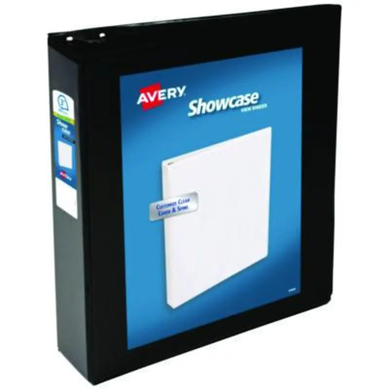 Showcase Economy View Binders with Slant Rings, 3 Rings, 3" Capacity, 11 x 8.5, Black - Binders | Avery