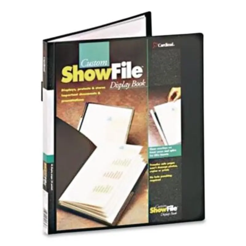 ShowFile Display Book with Custom Cover Pocket, 24 Letter-Size Sleeves, Black - Presentation Books | Cardinal