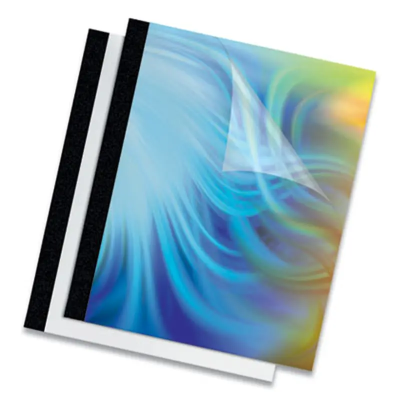 Thermal Binding System Presentation Covers, 60-Sheet Capacity, Plastic, Square Corners, 11 x 8.5, Clear/Matte Black, 10/Pack - Binding Systems Covers | Fellowes
