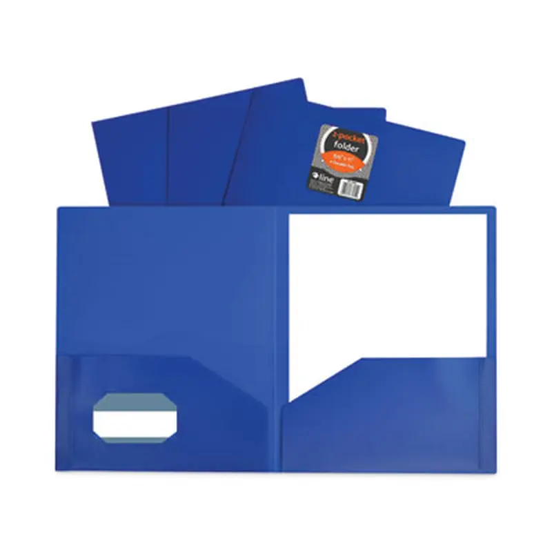 Two-Pocket Heavyweight Poly Portfolio Folder, 11 x 8.5, Blue, 25/Box - Pocket Folders | C-Line