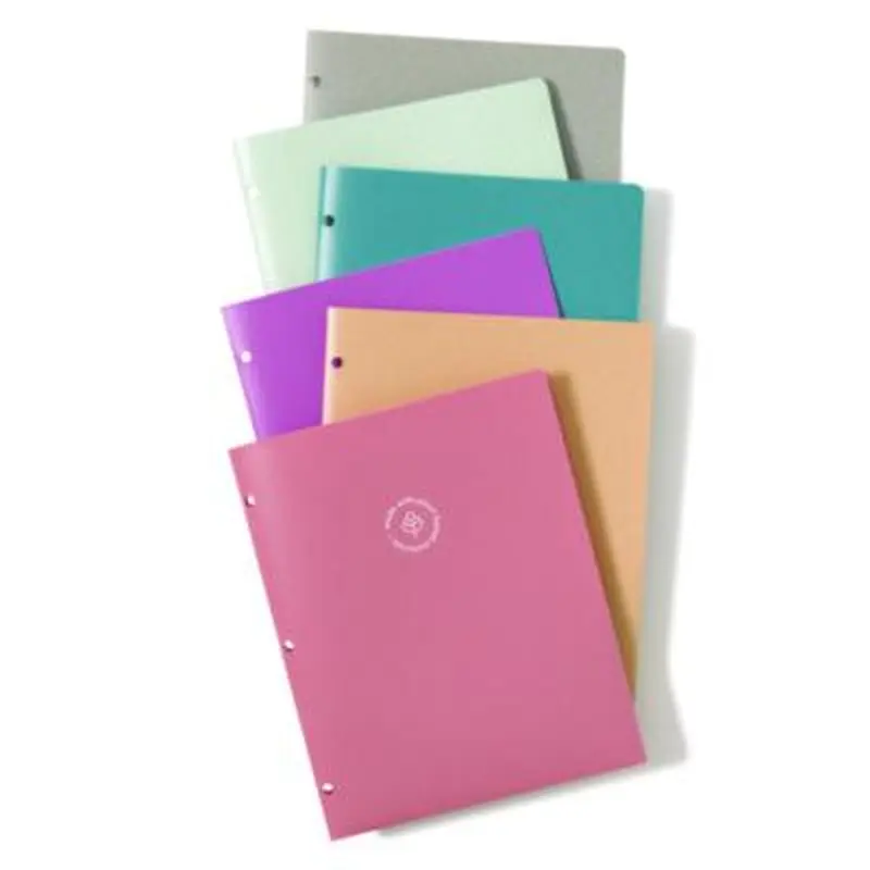 U-Eco Poly Two-Pocket Folders, Three-Hole Punched, Poly/Wheat Straw, 11 x 8.5, Assorted,12/Pack - Pocket Folders | U Brands