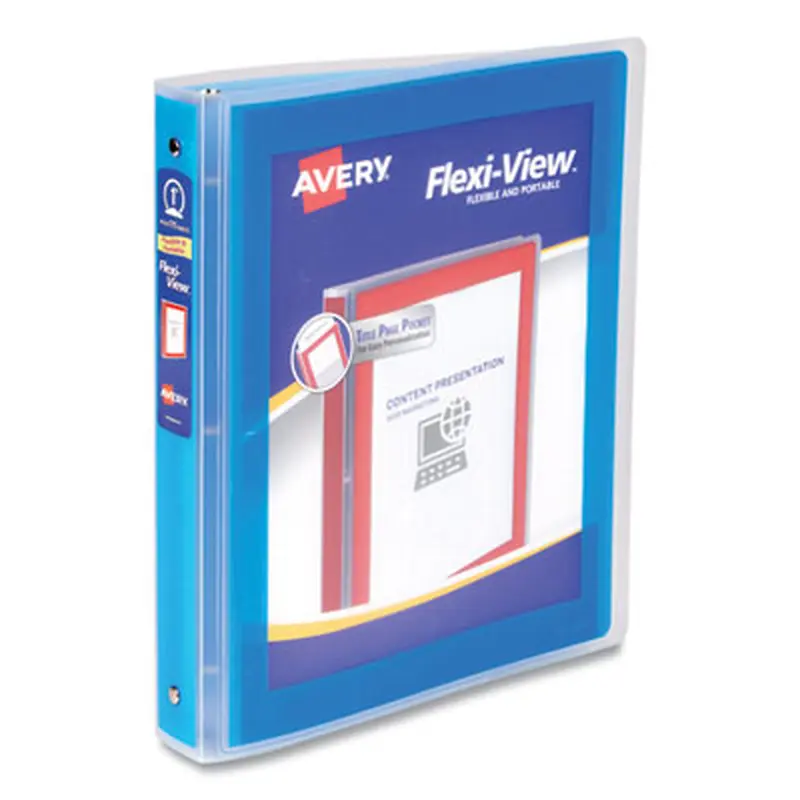 Flexi-View Binder with Round Rings, 3 Rings, 1" Capacity, 11 x 8.5, Blue - Binders | Avery