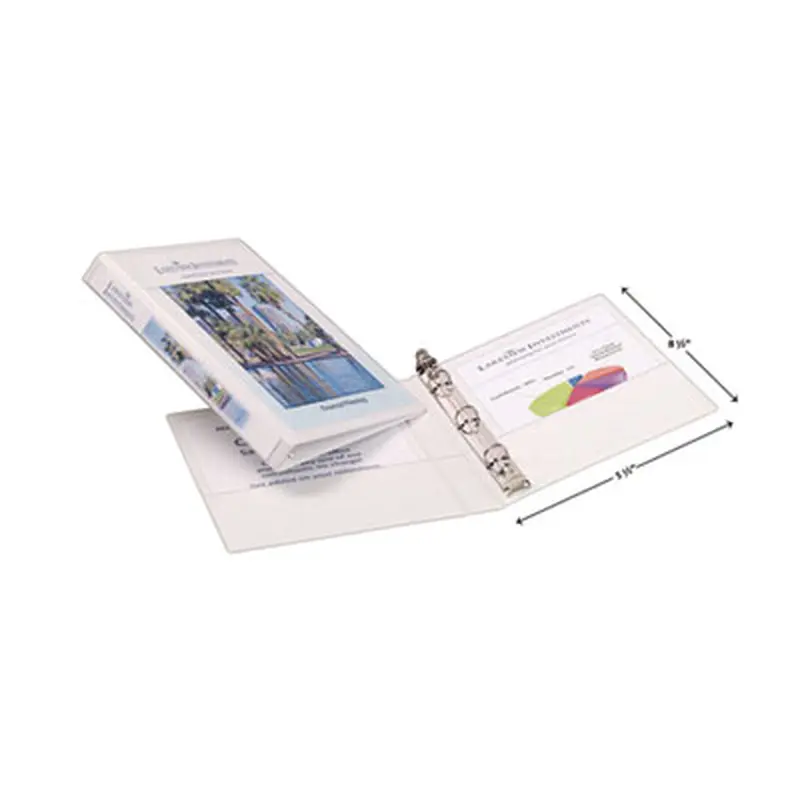 Mini Size Durable View Binder with Round Rings, 3 Rings, 0.5" Capacity, 8.5 x 5.5, White - Binders | Avery