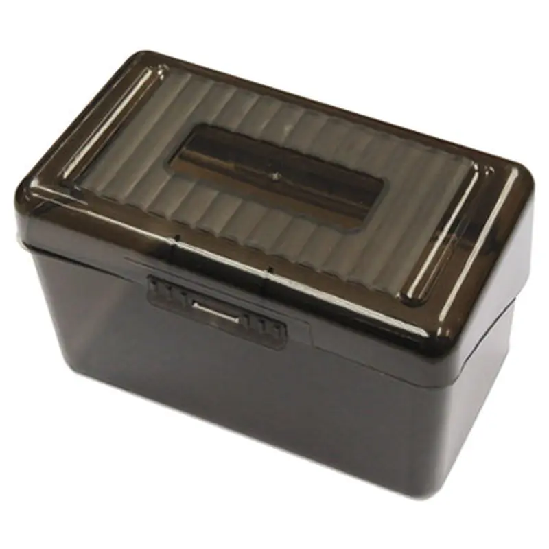 Plastic Index Card Boxes, Holds 300 3 x 5 Cards, 5.63 x 3.25 x 3.54, Translucent Black - Card Holders | Universal