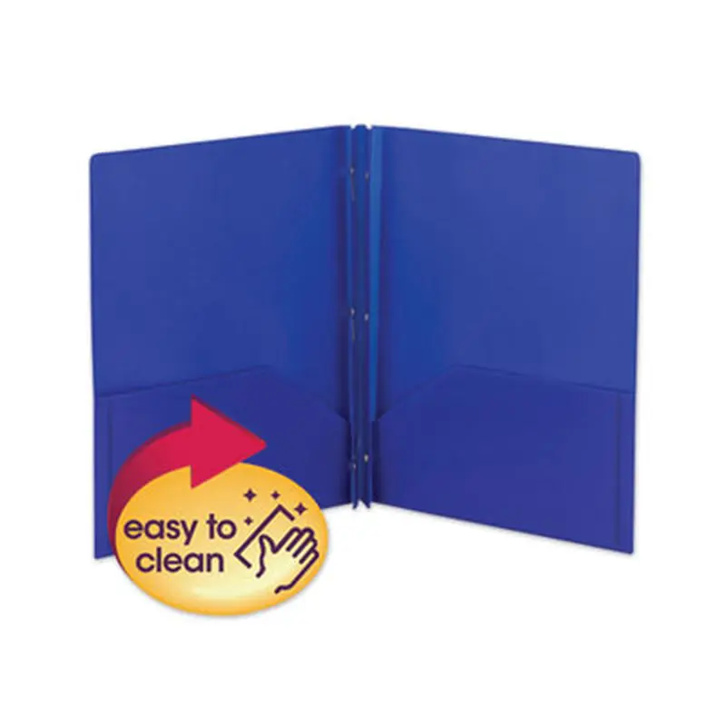 Poly Two-Pocket Folder with Fasteners, 180-Sheet Capacity, 11 x 8.5, Blue, 25/Box - Pocket Folders | Smead