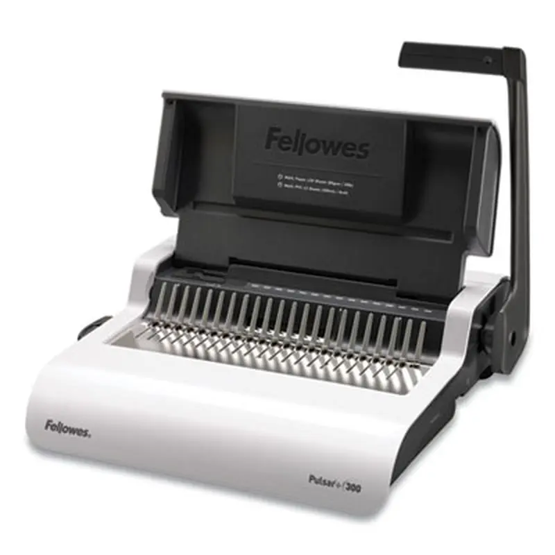 Pulsar Manual Comb Binding System, 300 Sheets, 18.13 x 15.38 x 5.13, White - Binding Machines | Fellowes