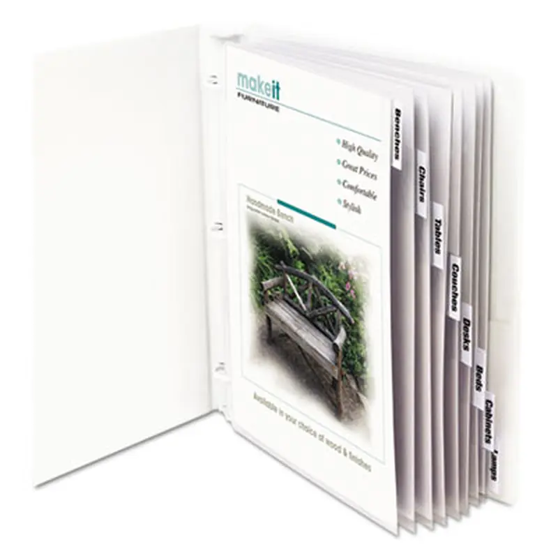Sheet Protectors with Eight Clear Index Tabs, Heavy-Duty, Side: 3-Hole Punched, Top Load 8.5 x 11 Insert, Clear, 8/Set - Sheet Protectors | C-Line
