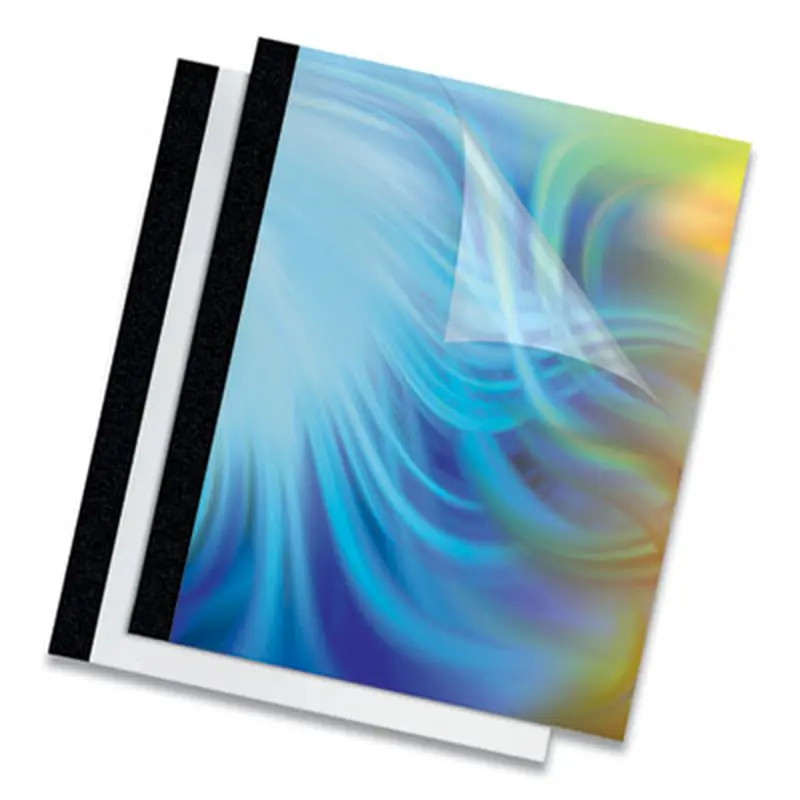 Thermal Binding System Presentation Covers, 120-Sheet Capacity, Plastic, Square Corners, 11 x 8.5, Clear/Matte Black, 10/Pack - Binding Systems Covers | Fellowes