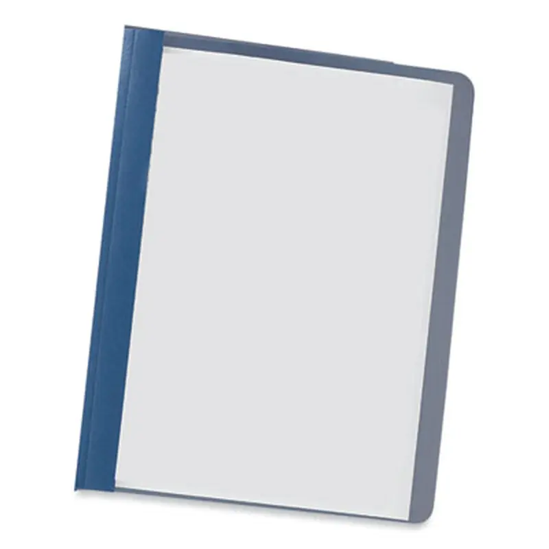 Clear Front Report Covers with Fasteners, Three-Prong Fastener, 0.5" Capacity, 8.5 x 11, Clear/Dark Blue, 25/Box - Report Covers | Universal