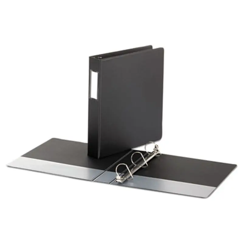 Deluxe Non-View D-Ring Binder with Label Holder, 3 Rings, 1.5" Capacity, 11 x 8.5, Black - Binders | Universal