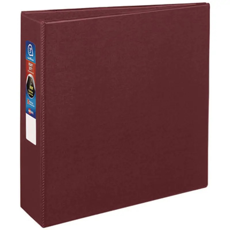 Heavy-Duty Non-View Binder with DuraHinge and Locking One Touch EZD Rings, 3 Rings, 3" Capacity, 11 x 8.5, Maroon - Binders | Avery