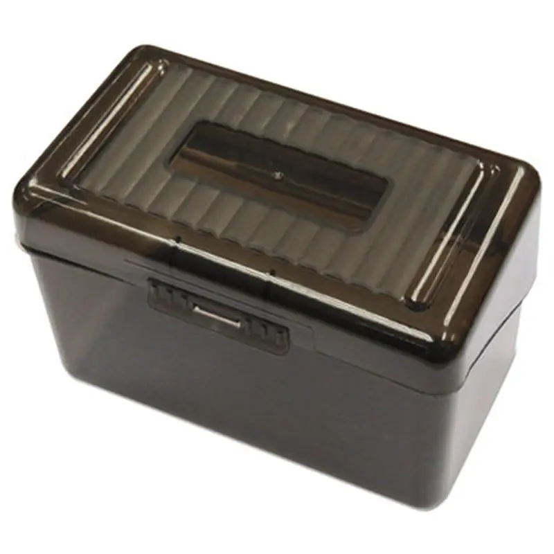Plastic Index Card Boxes, Holds 400 4 x 6 Cards, 6.78 x 4.25 x 4.5, Translucent Black - Card Holders | Universal