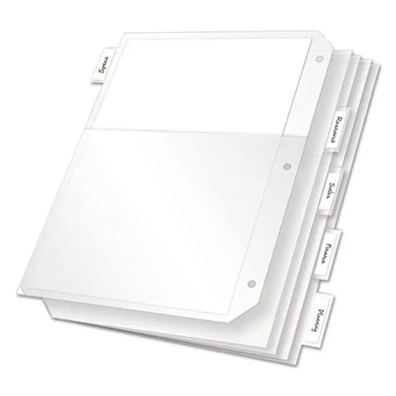 Poly Ring Binder Pockets, 8.5 x 11, Clear, 5/Pack - Binder Pockets | Cardinal